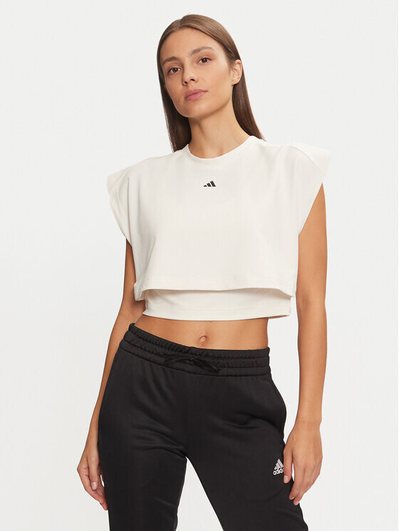 

Техническая футболка узкого кроя Adidas, экрю