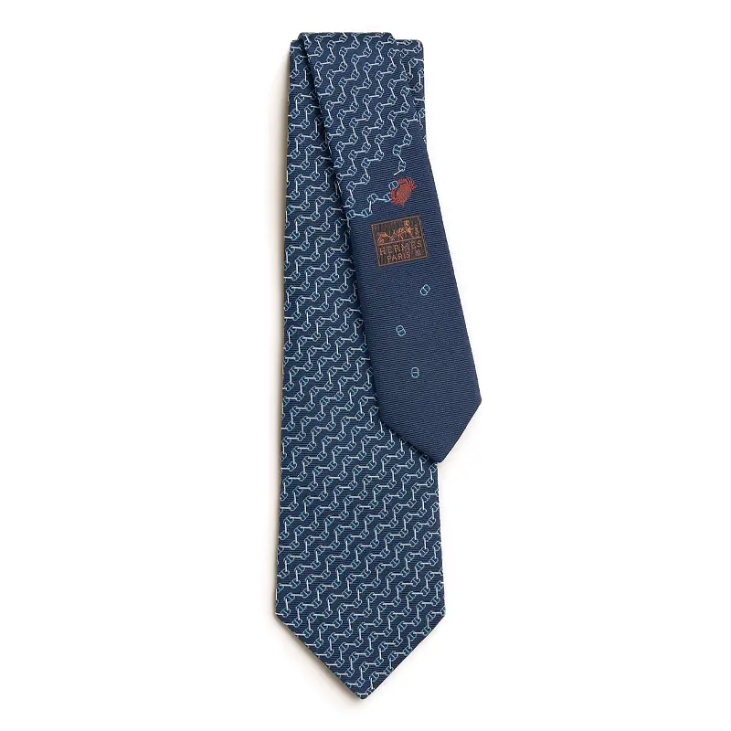 

HERMES Мужской галстук из шелка тутового шелкопряда морской синий