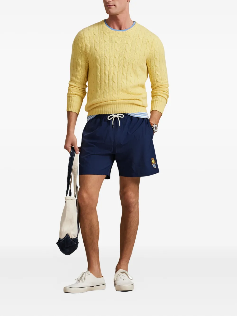 Плавки-шорты с кулиской и вышивкой Polo Ralph Lauren, синий — фото 2