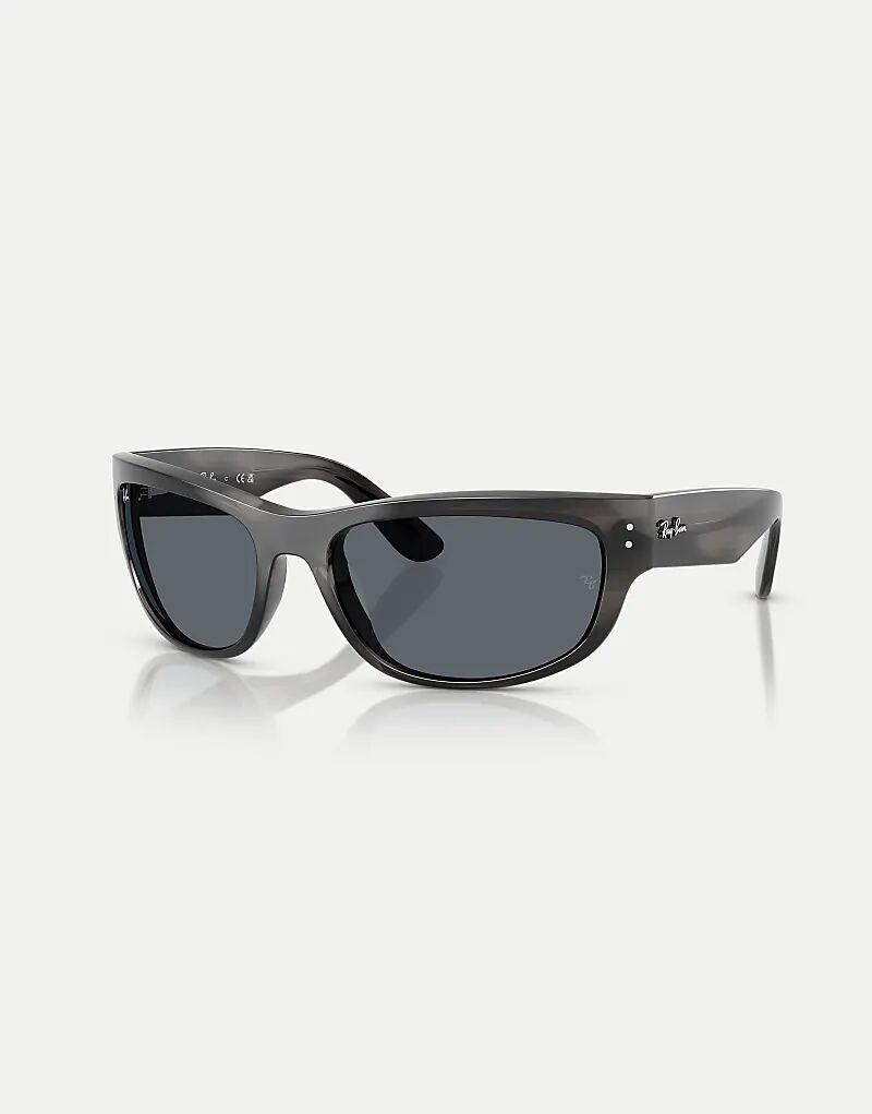

Солнцезащитные очки Ray-Ban Mega Balorama с прямоугольной оправой и синими линзами в полоску серого цвета