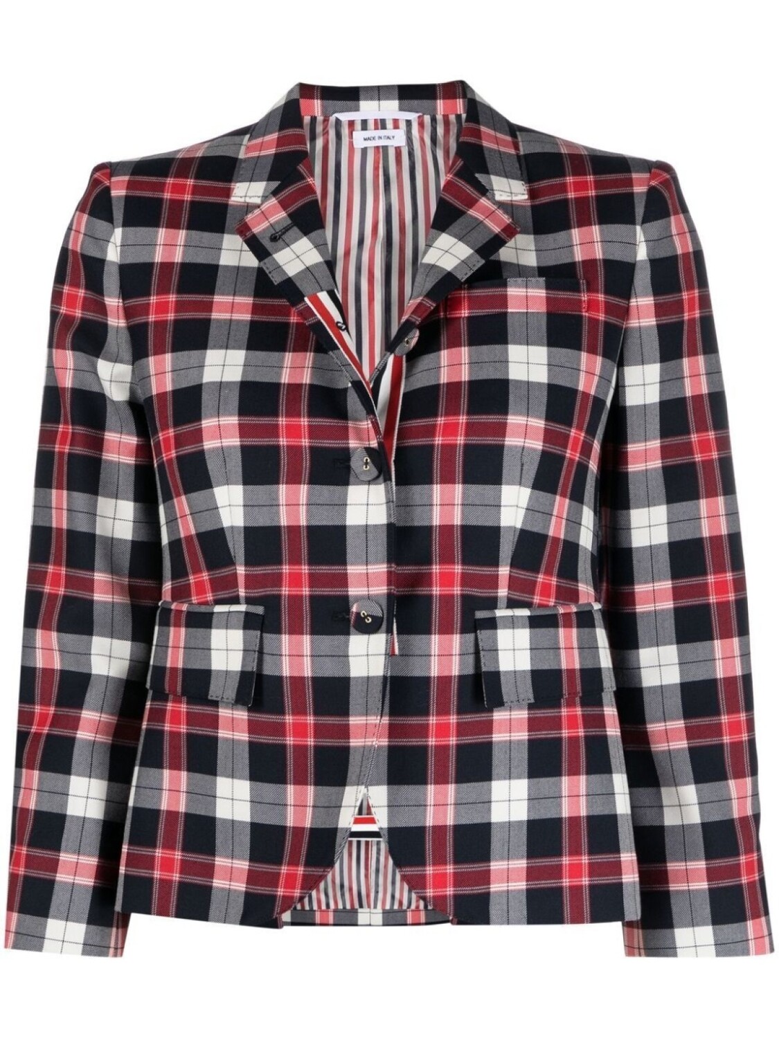 

Однобортный блейзер в клетку тартан Thom Browne, красный