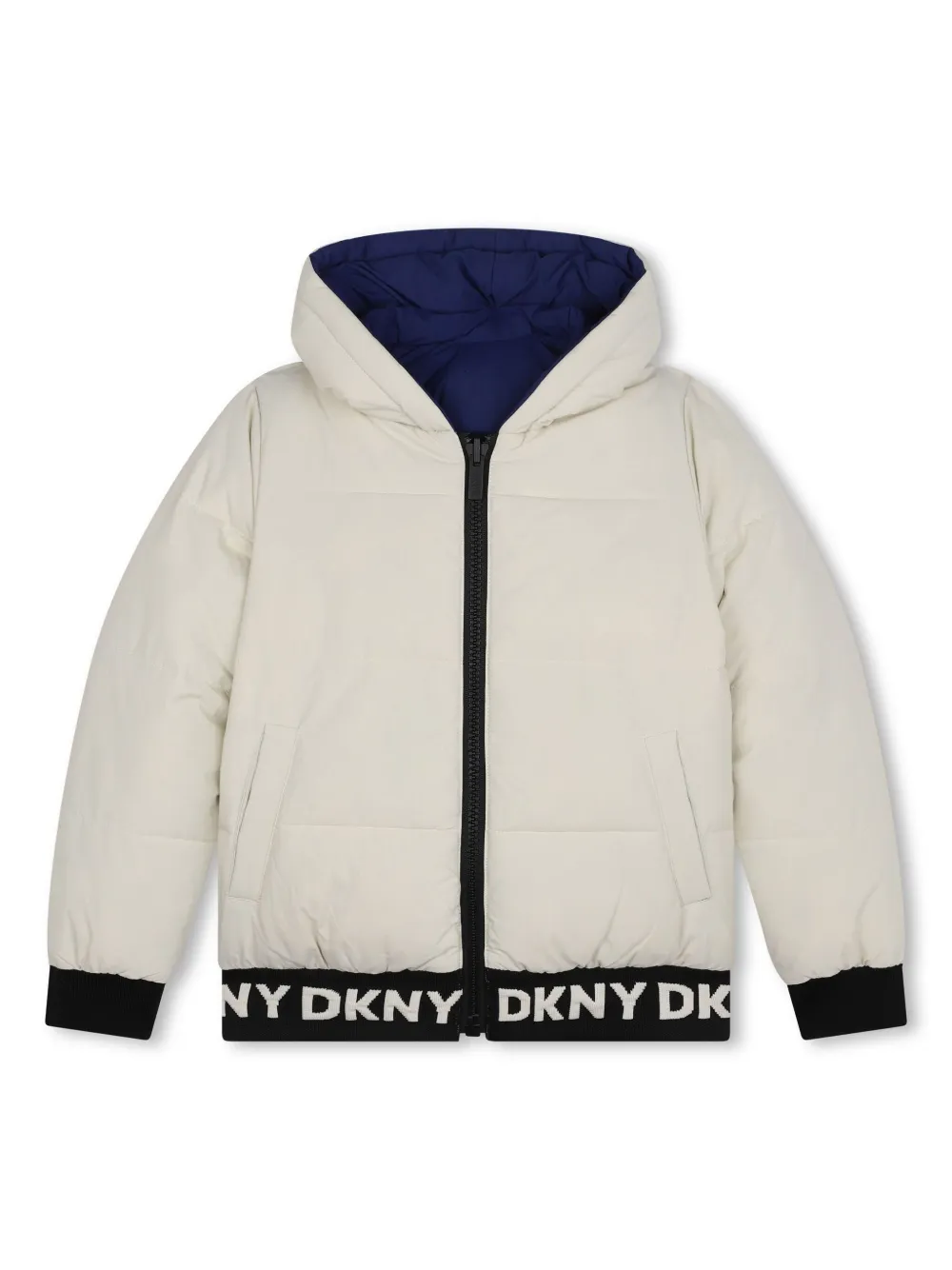 

Двусторонний пуховик с логотипом Dkny Kids, синий