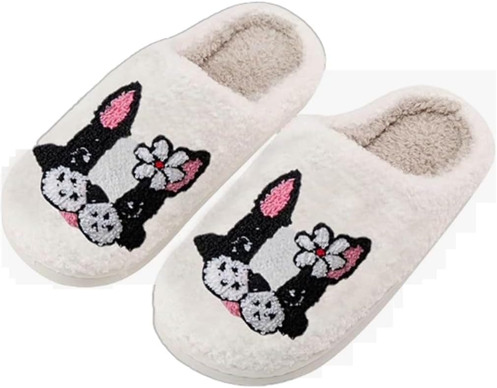 

Тапочки Uewidiod для женщин и мужчин с милыми мультяшными котами, пушистые тапочки с собаками, ретро, удобные домашние тапочки для носки дома и на улице, белый/черный