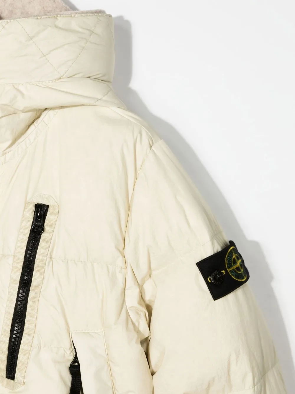 Пуховик с нашивкой-логотипом Stone Island Junior, нейтральный — фото 3