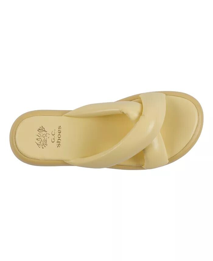 Женские шлепанцы на плоской подошве Nalani с перекрестными ремешками GC Shoes, желтый — фото 4