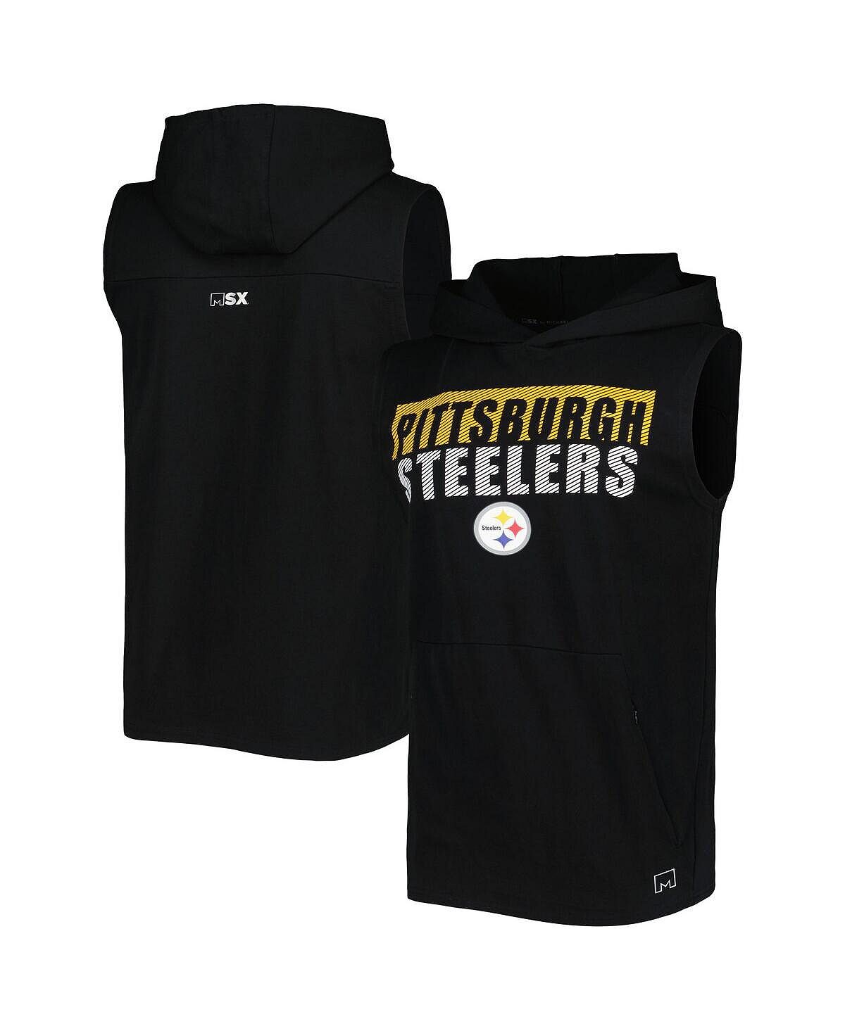

Мужской черный пуловер с капюшоном без рукавов Pittsburgh Steelers Relay MSX by Michael Strahan