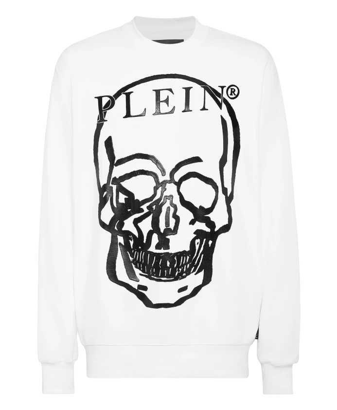 

Толстовка с изображением черепа и пейзажа, написанного на пленэре. Philipp Plein, белый
