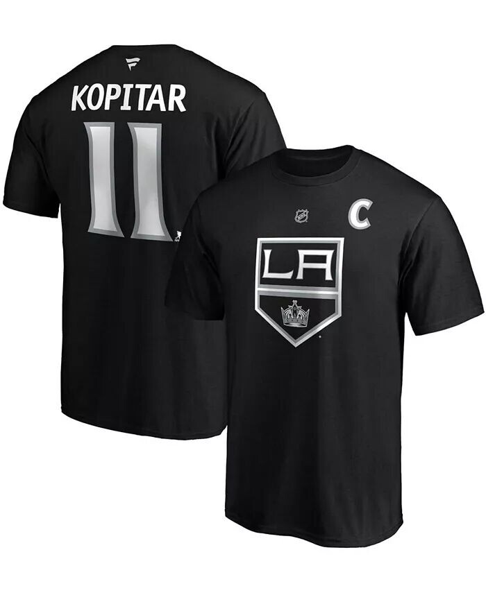 

Мужская черная футболка Anze Kopitar Los Angeles Kings Team с аутентичным именем и номером Stack Fanatics