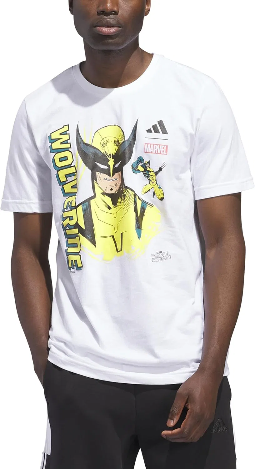 Мужская футболка adidas с графическим изображением Росомахи из Marvel — фото 2