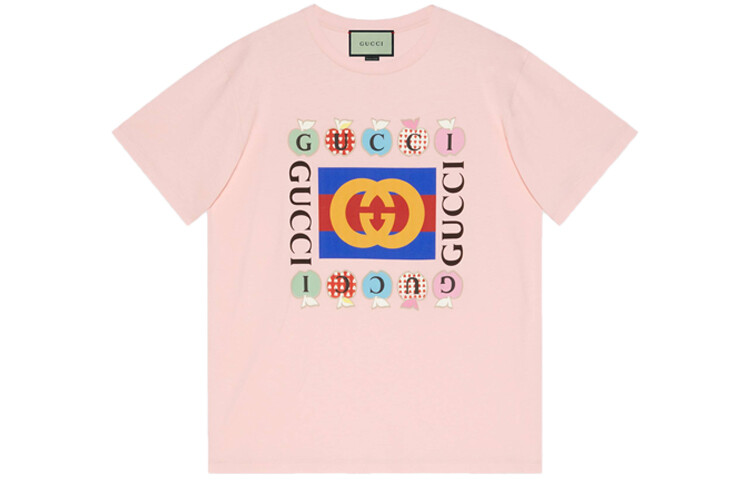 

Футболка женская Gucci с принтом логотипа, розовый / синий