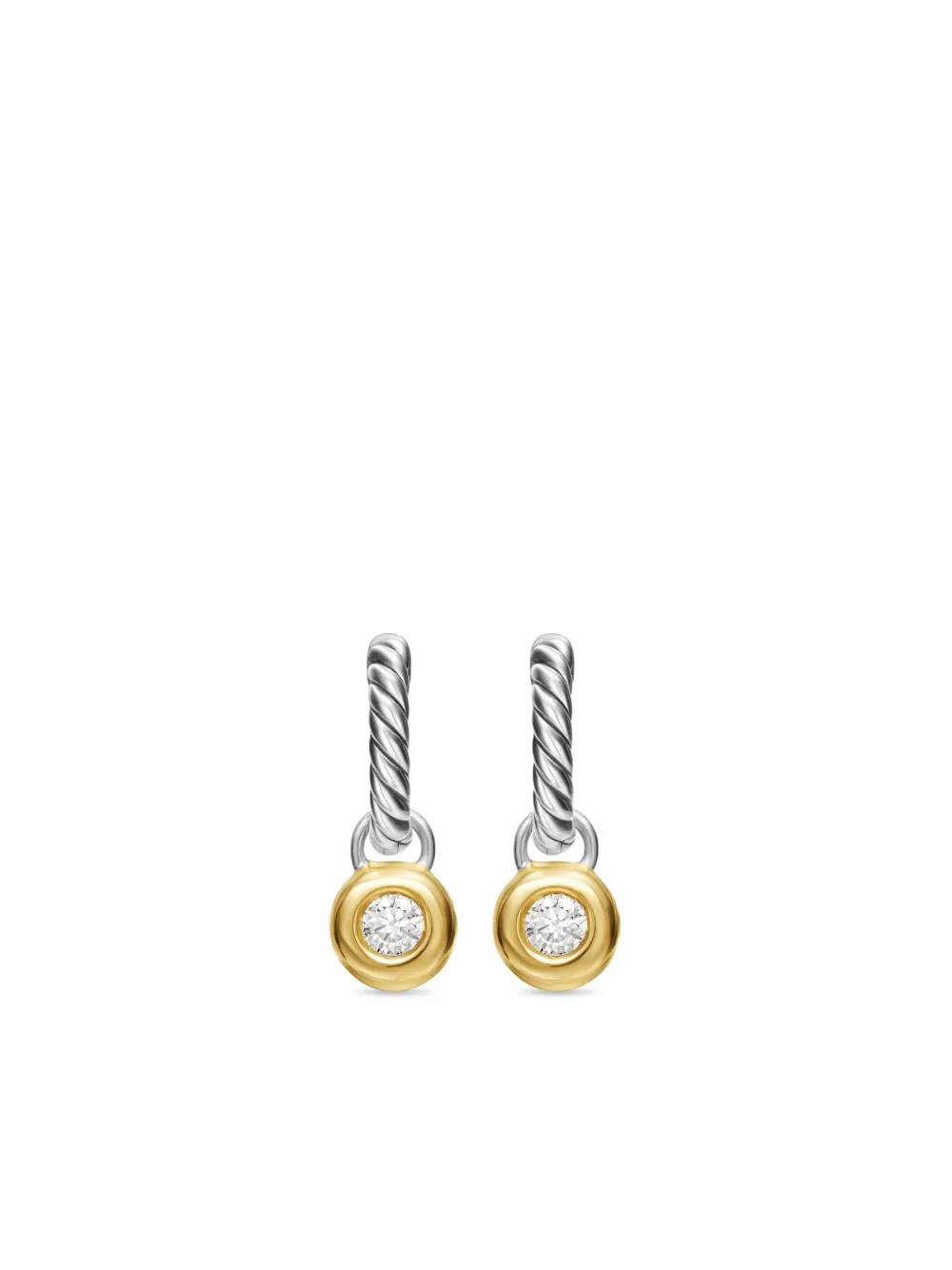 

Серьги Petite Cable из желтого золота и серебра с бриллиантами (17.5 мм) David Yurman, серебяный