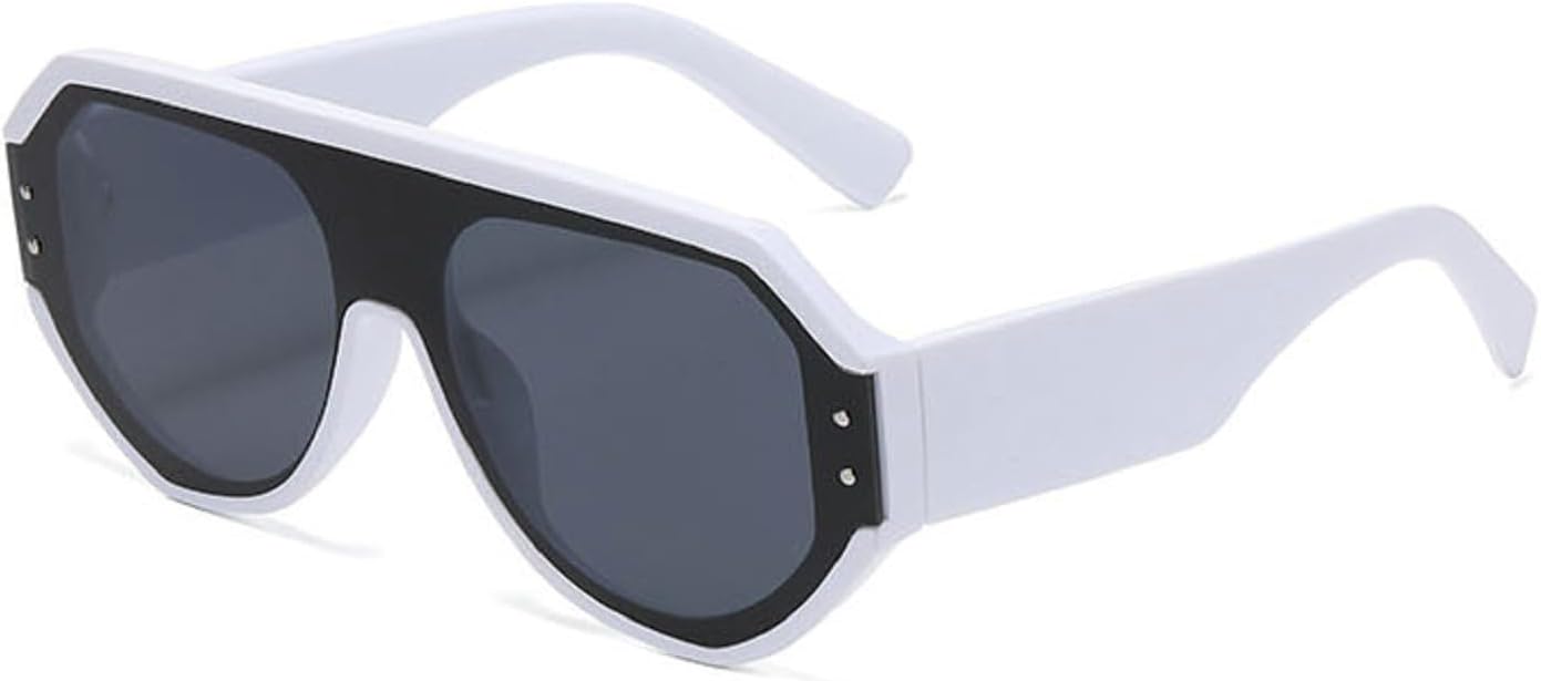 

Квадратные женские солнцезащитные очки, модные цельные очки с прозрачными линзами и градиентным зеркальным покрытием, защита от УФ-излучения UV400, мужские солнцезащитные очки в стиле панк 2203 Melrose, White