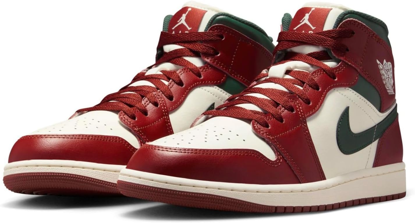 Кроссовки мужские NIKE Air Jordan 1 Mid, красный/зеленый — фото 3