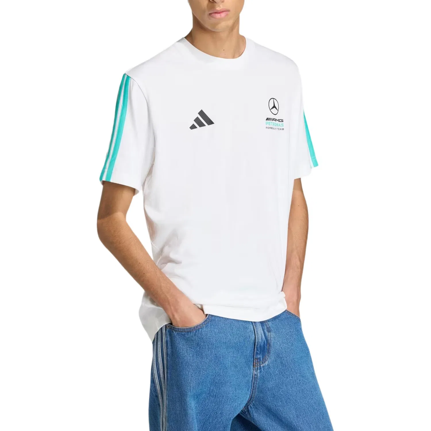 Футболка Mercedes AMG Adidas белая — фото 3