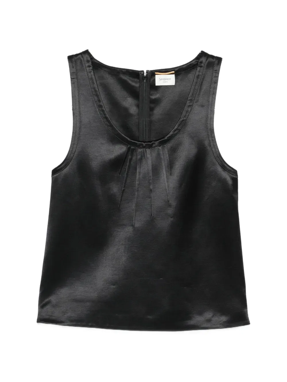 Плиссированный топ Кассандры Saint Laurent, черный