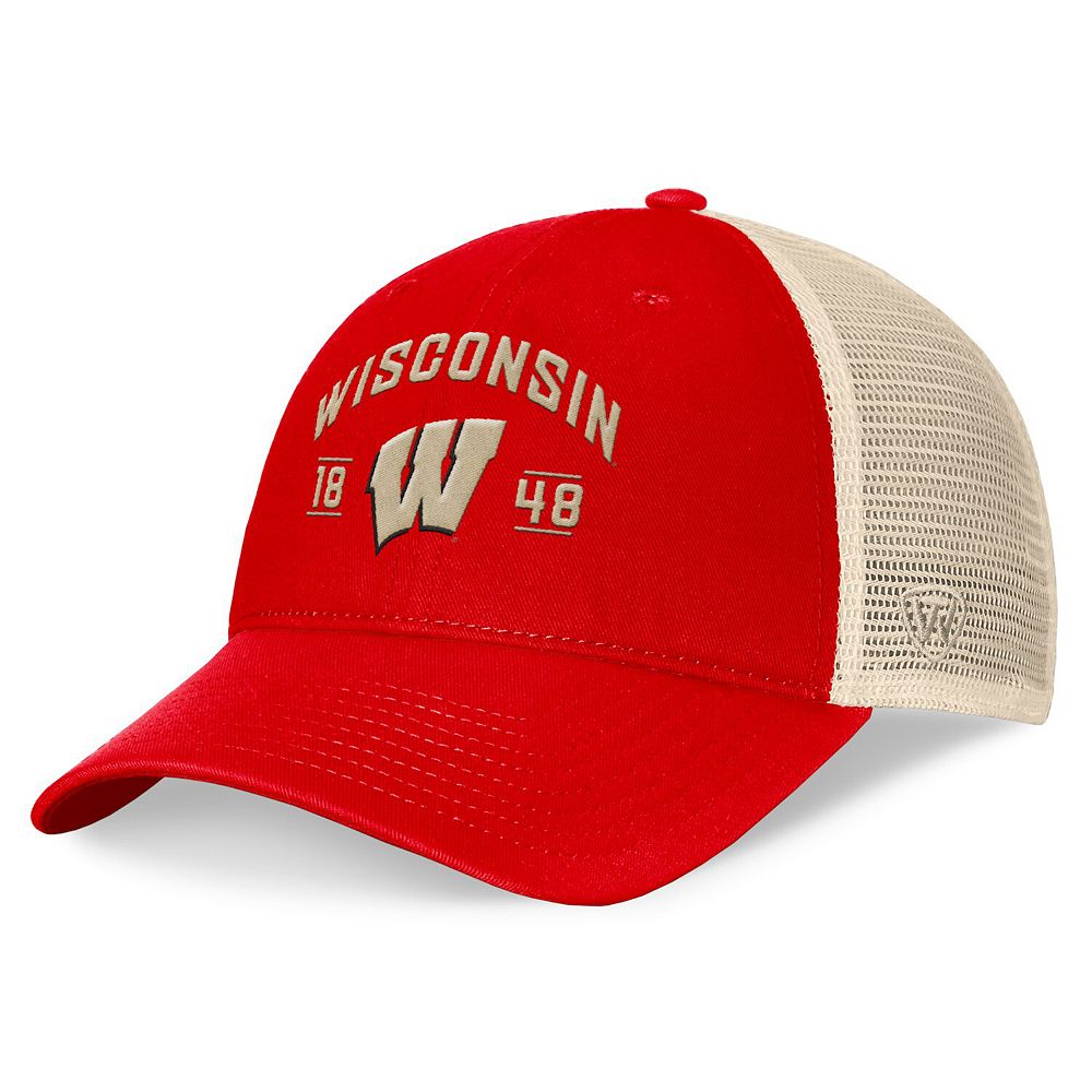 

Мужская регулируемая кепка Top of the World Red Wisconsin Badgers Heritage Waylon Trucker, цвет Wis Red