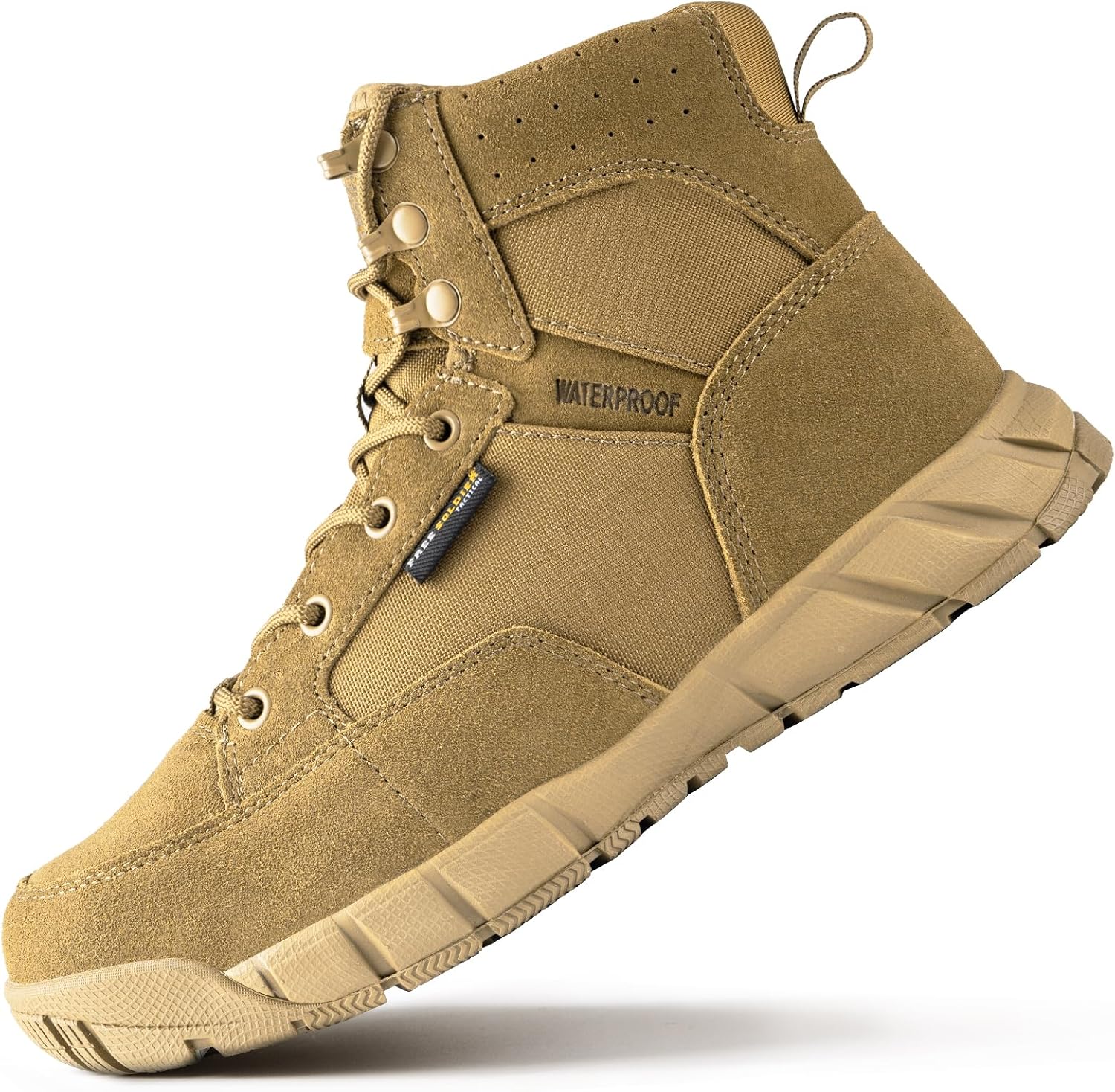 

Мужские прочные рабочие ботинки FREE SOLDIER, высота голенища 15 см, легкие, водонепроницаемые, походные, из замшевой кожи, тактические ботинки, светло-коричневый