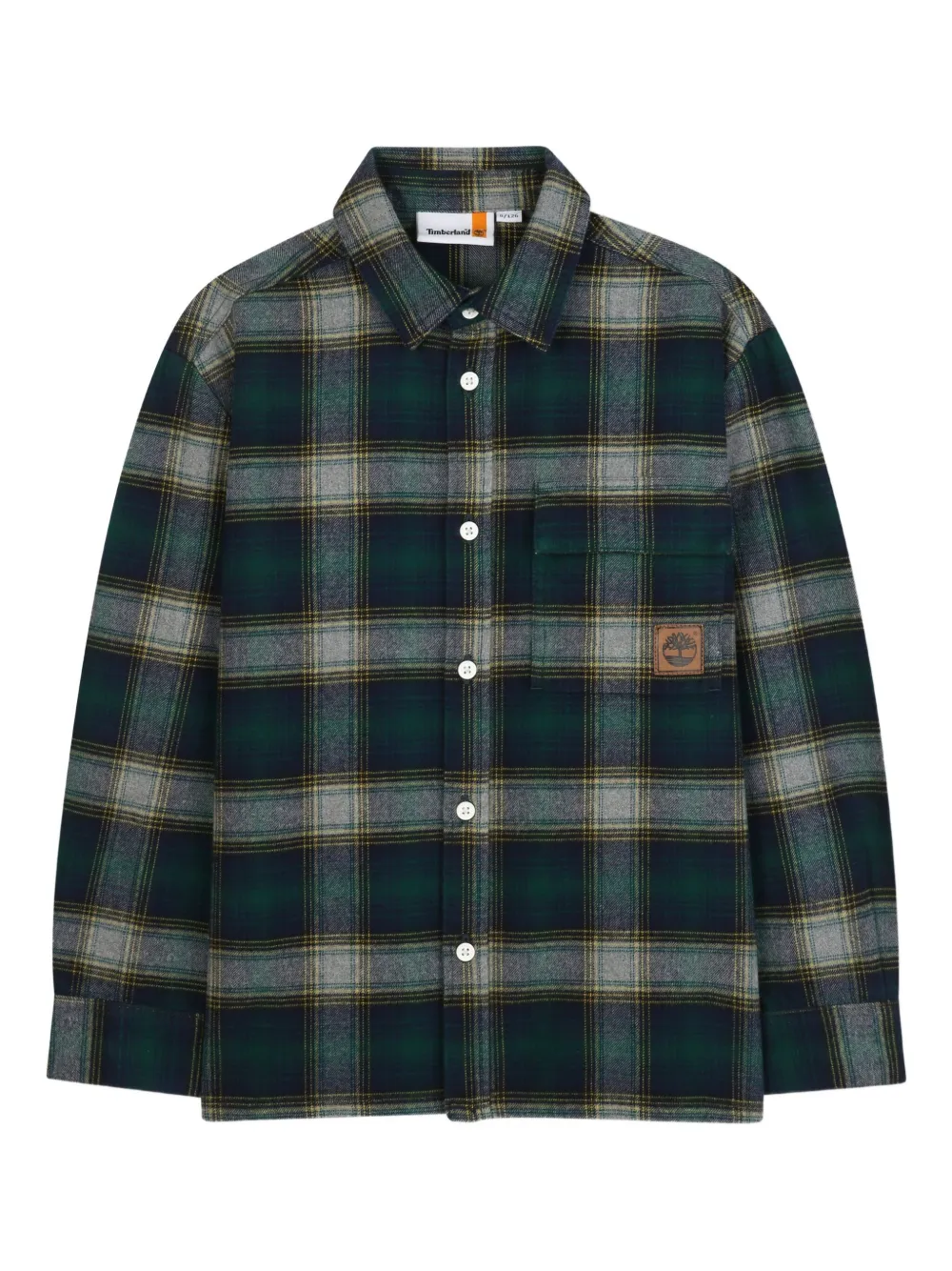 

Клетчатая рубашка с нагрудным карманом Timberland Kids, зеленый