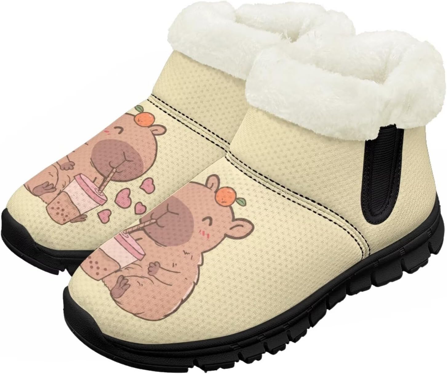 

Детские зимние сапоги теплые водонепроницаемые снежные сапожки с меховой подкладкой для мальчиков и девочек, малыш/маленький ребенок/старший ребенок Pzuqiu, Cute Capybara