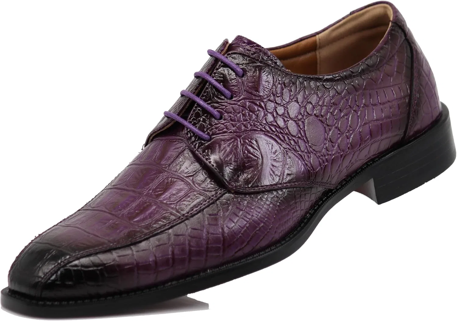 Мужские оксфорды Enzo Romeo Gator3N с принтом под крокодиловую кожу, на шнуровке, Colour: Purple — фото 2