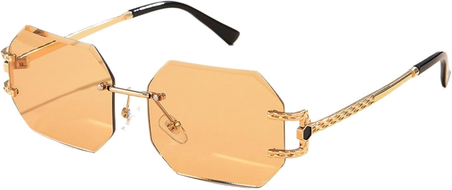 

Солнцезащитные очки с защитой от УФ-излучения UV400 | Безободковые очки с улучшенными линзами | Для женщин и мужчин, для занятий спортом на открытом воздухе и вождения DSVIGF, Champagne