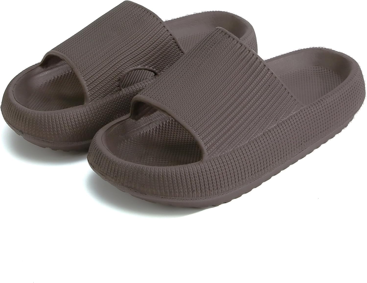 

Домашние тапочки rosyclo для женщин и мужчин, тапочки-подушки, шлепанцы для душа, тапочки для дома, удобные, легкие, с толстой подошвой, нескользящие, легко чистятся, темный шоколад