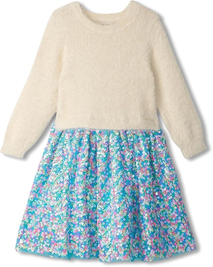 

Платье Hatley Kids Cami Lace Fuzzy Mixed Sequin Skirt Dress, цвет Natural