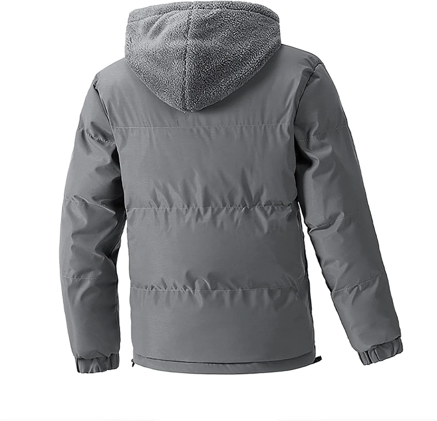 Зимняя куртка мужская Waterproof Quilted с меховым капюшоном, False Double Layer Windproof Down Generic, серый — фото 2