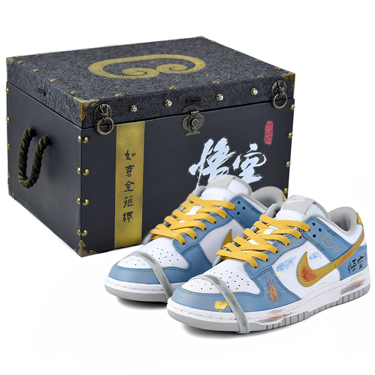 

Nike Кроссовки для скейтбординга Dunk Anti Slip, износостойкие, низкие, мужские, сине-золотые, белые