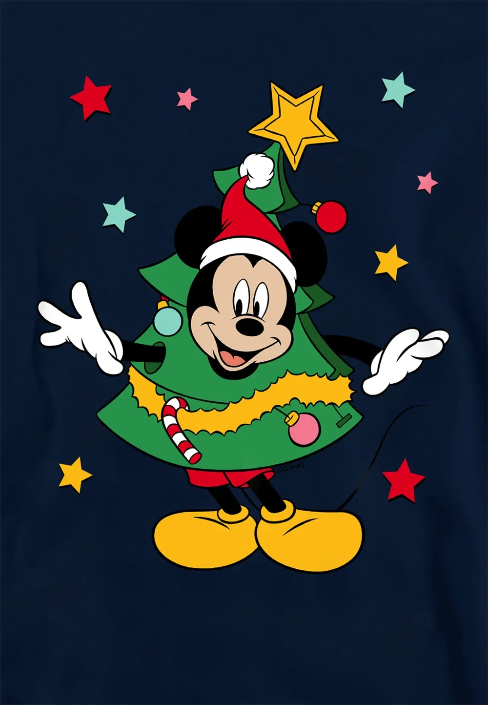 Детский худи с принтом Mickey Mouse Christmas Tree, Disney, темно-синий — фото 2