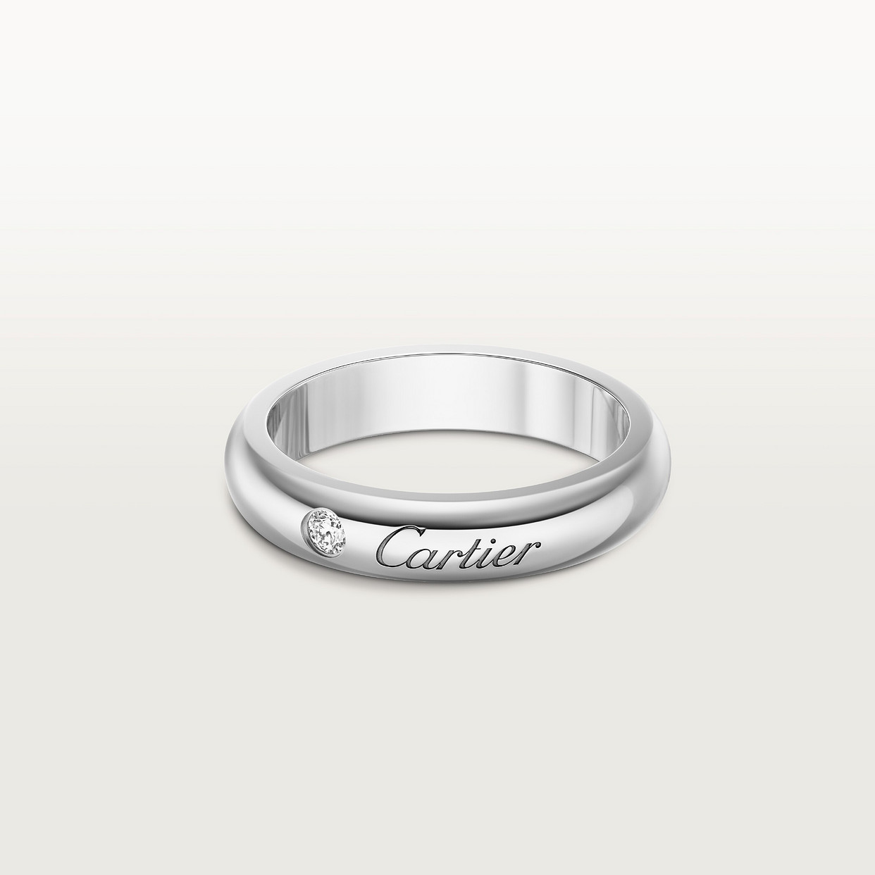 

Обручальное кольцо Cartier Alliance C de Cartier, ширина 4 мм, 1 ромб, платина