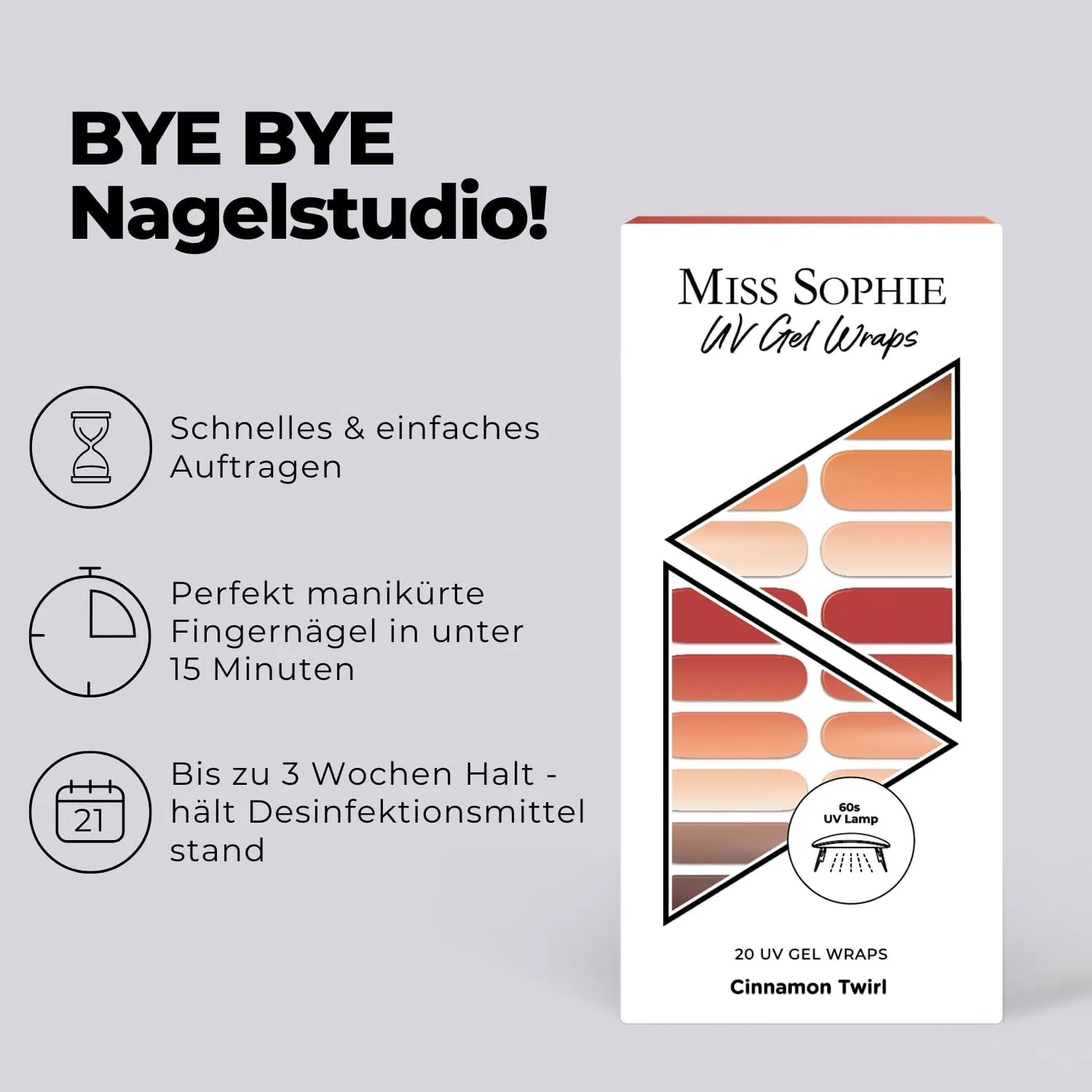 Оригинальные УФ-гель-пленки для ногтей «Cinnamon Twirl UV» от Miss Sophie, 20 полосок Miss Sophie, Cinnamon Twirl — фото 2