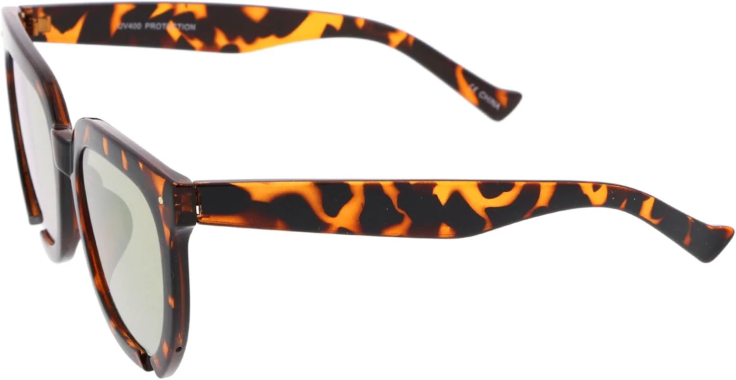 

Солнцезащитные очки zeroUV с увеличенным вырезом, квадратными цветными зеркальными плоскими линзами в роговой оправе, диаметр линз 54 мм, Tortoise / Gold Mirror