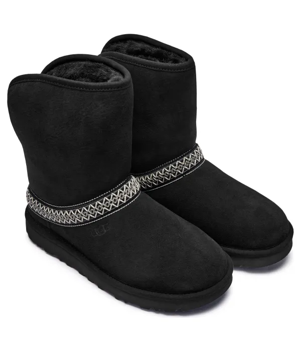 Кожаные зимние ботинки классические короткие полумесяц Ugg, черный — фото 3