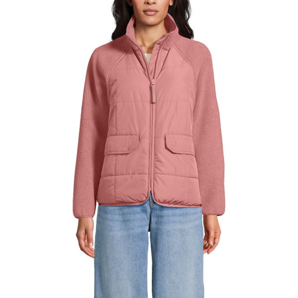

Женская куртка из смесовых материалов с подкладкой из флиса Sherpa Lands' End, цвет dark rose clay