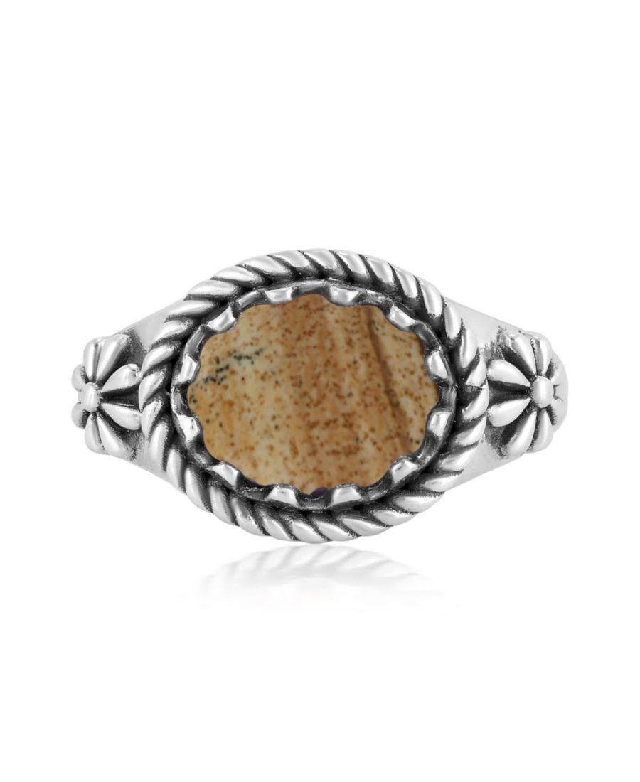 

Кольцо из стерлингового серебра с изображением яшмы, восток-запад American West Jewelry, Picture jasper