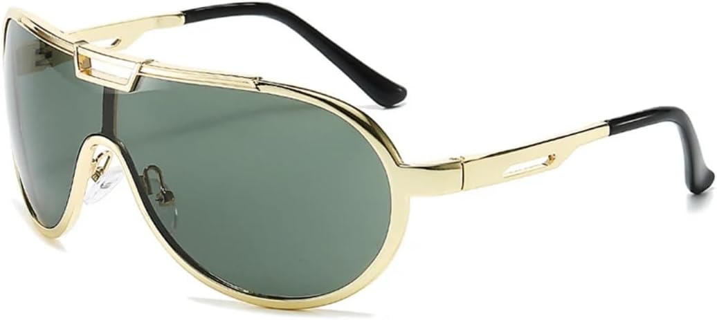 

Мужские солнцезащитные очки с массивными металлическими двойными перемычками, модные цельные женские солнцезащитные очки с градиентным затемнением и защитой от УФ-излучения UV400 VRTRFFTR, Golden Dark Green