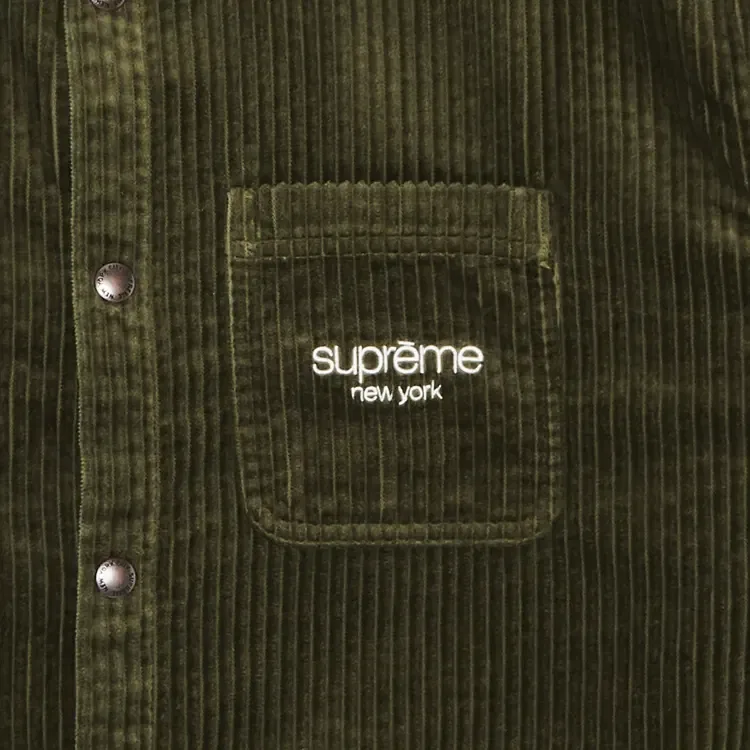 Рубашка из вельвета с застежками-кнопками Supreme Wide Wale, зеленый — фото 2