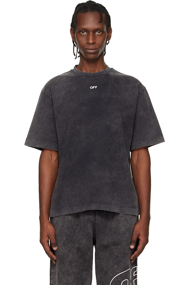 

Off-White Черная футболка для скейтбординга с надписью «off»