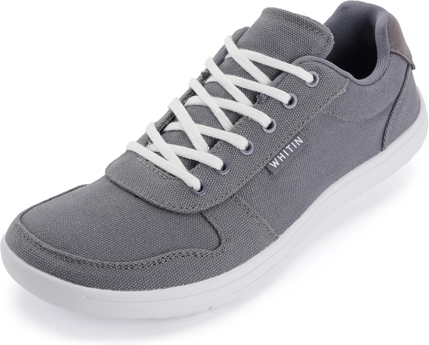 

Мужские широкий обувь WHITIN, Стильные минималистичные кеды из ткани, Подошва с нулевым перепадом, белый