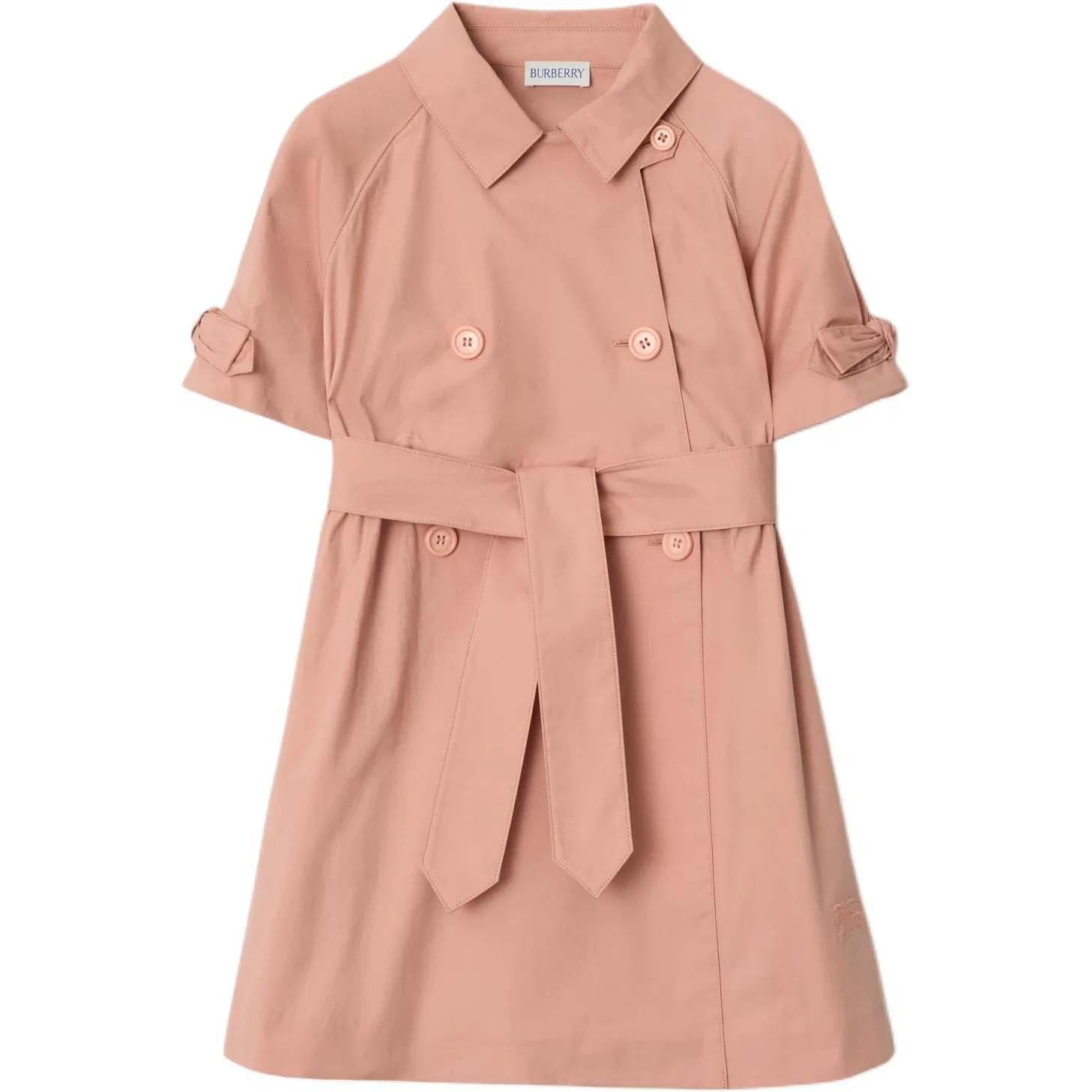 Платье детское с отложным воротником, умеренной длины, короткий рукав Burberry, Pink