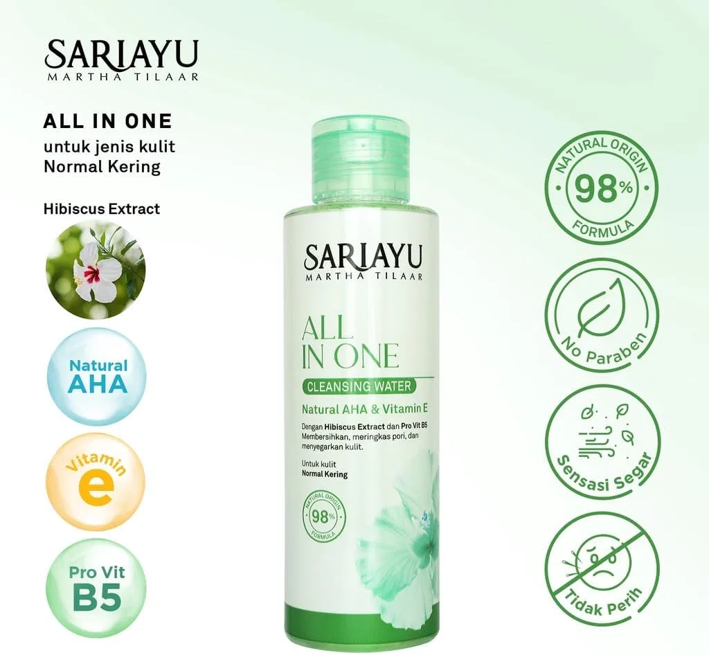Мицеллярная вода — Sariayu All In One Cleansing Water для нормальной и сухой кожи, 150 мл — фото 3