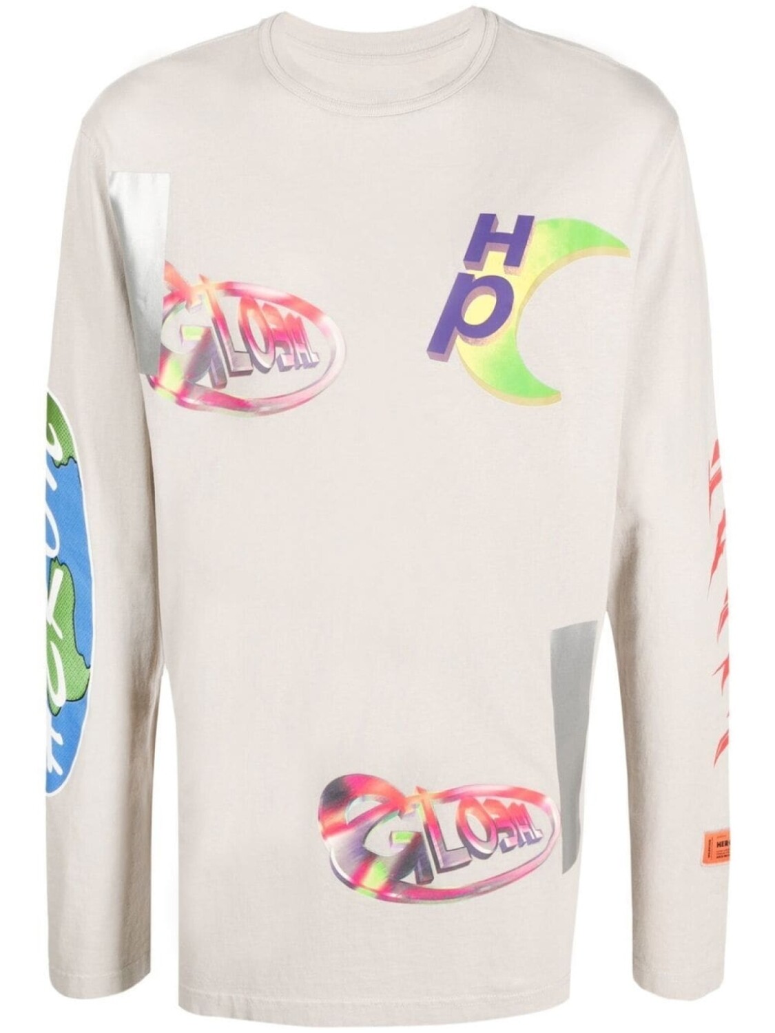 

Heron Preston футболка OS Global Collage с длинными рукавами, нейтральный цвет