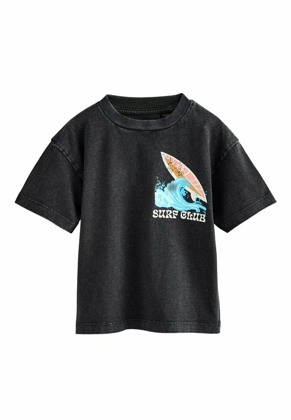 Футболка с коротким рукавом и принтом на спине Next, Black Acid Wash Surf Club Oversized