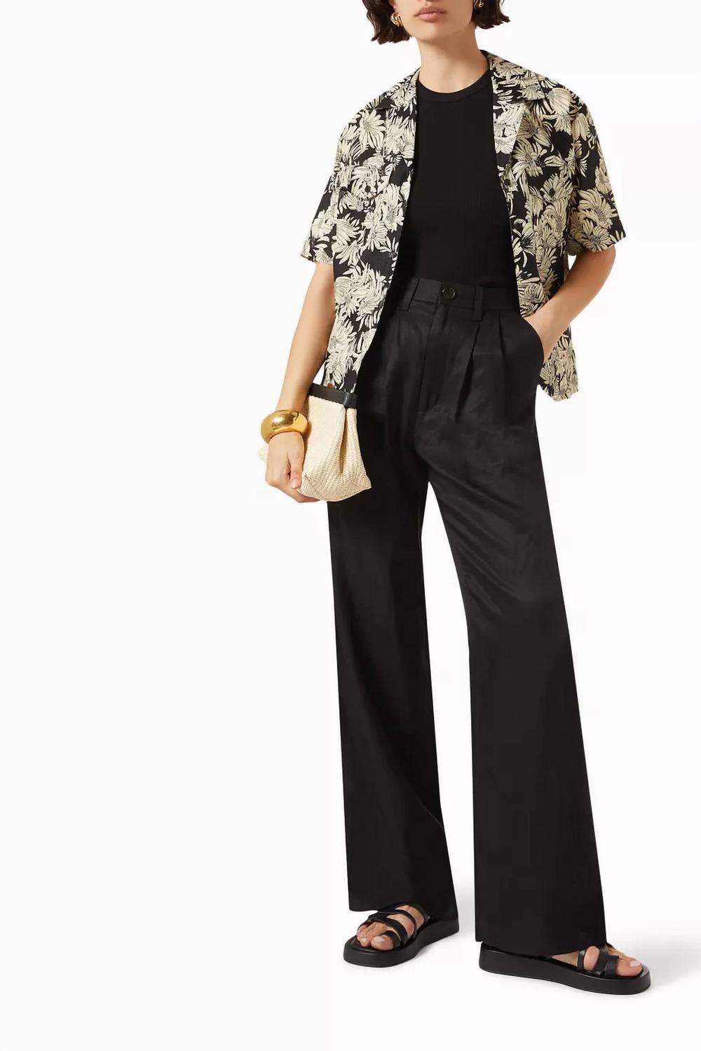 

Гамильтон Рубашка с пуговицами и цветочным принтом в черном цвете Anine Bing