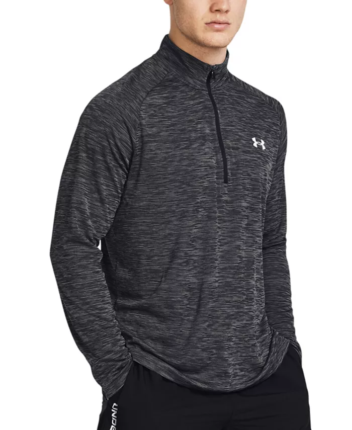 

Мужская производительная толстовка UA Tech Space-Dyed с молнией до середины груди Under Armour, черный