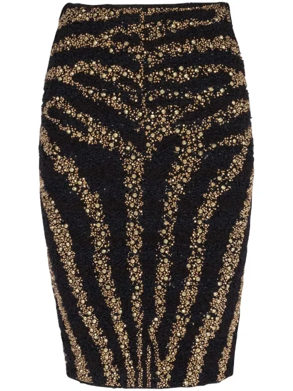 Юбка-Карандаш, украшенная пайетками Balmain, черный