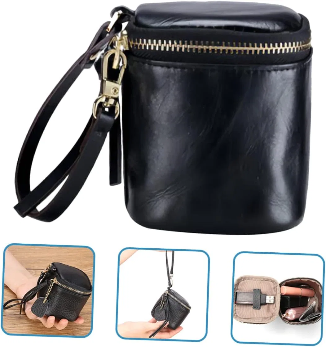 Женская мини-косметичка на молнии Honmeet, Black — фото 4