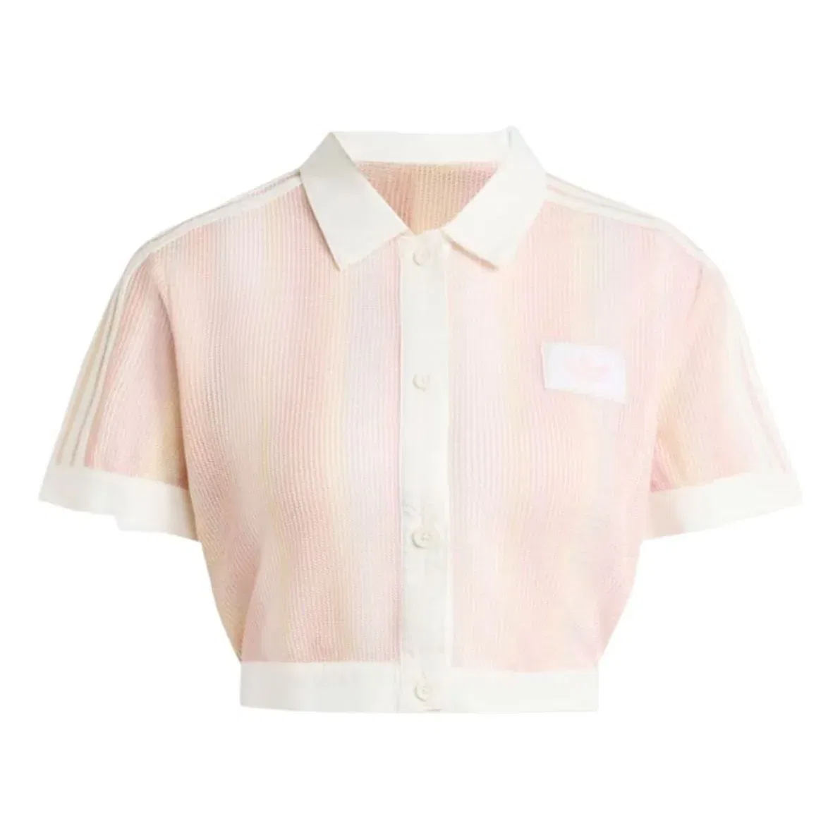 Топ Adidas Summer Glow Striped Cropped Polo, цвет «песочно-розовый», KY8140
