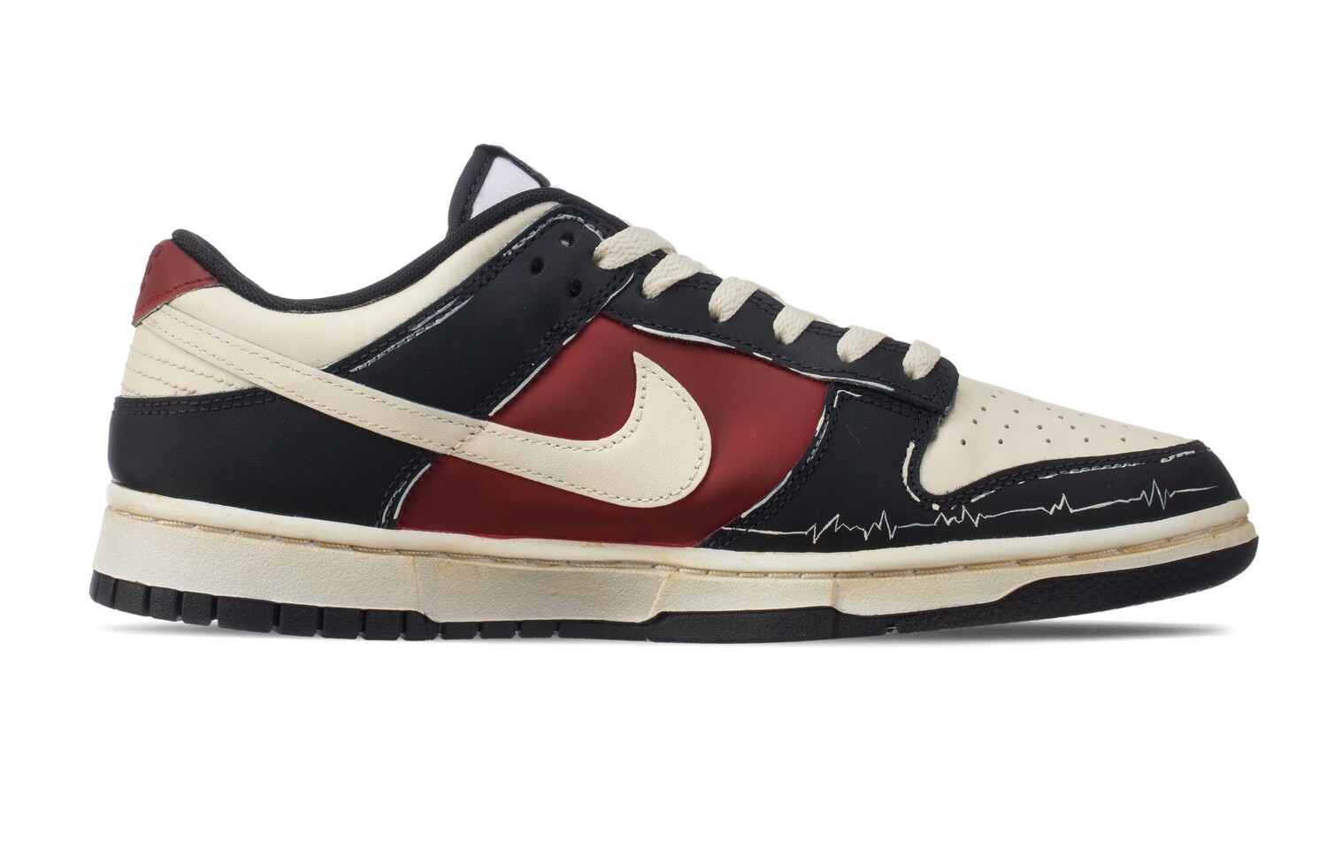 Кроссовки Nike Dunk Skateboarding Shoes Unisex Low-top Beige/Black/Red, бежевый/черный/красный — фото 2